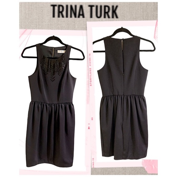 Trina Turk Dress Cocktail Black Dress Chic & Elevated Sleeveless Dress Size 4 - Picture 16 of 16